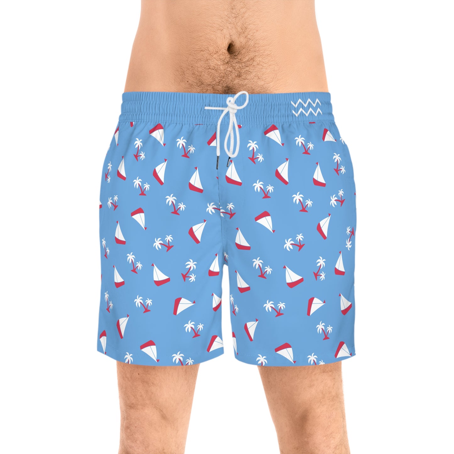 Sailboat & Palm Swim Trunks