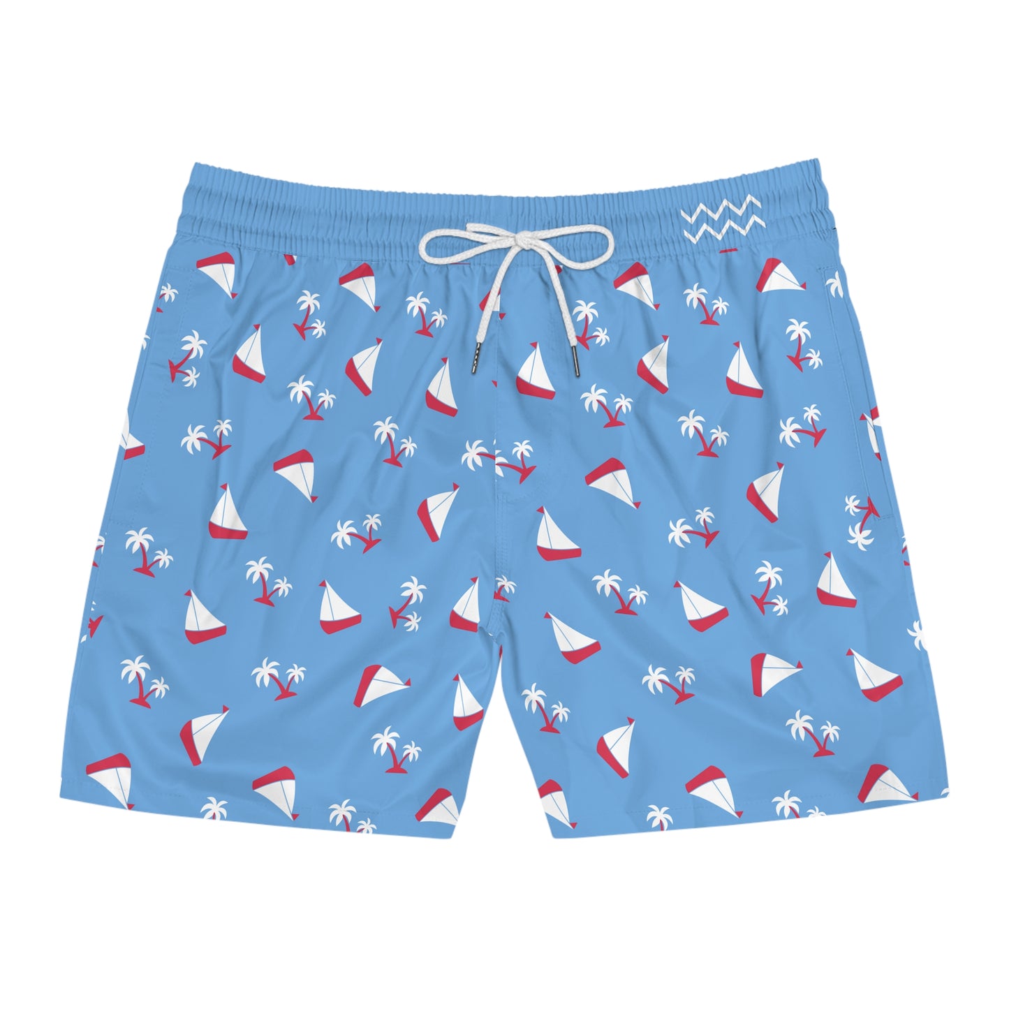 Sailboat & Palm Swim Trunks